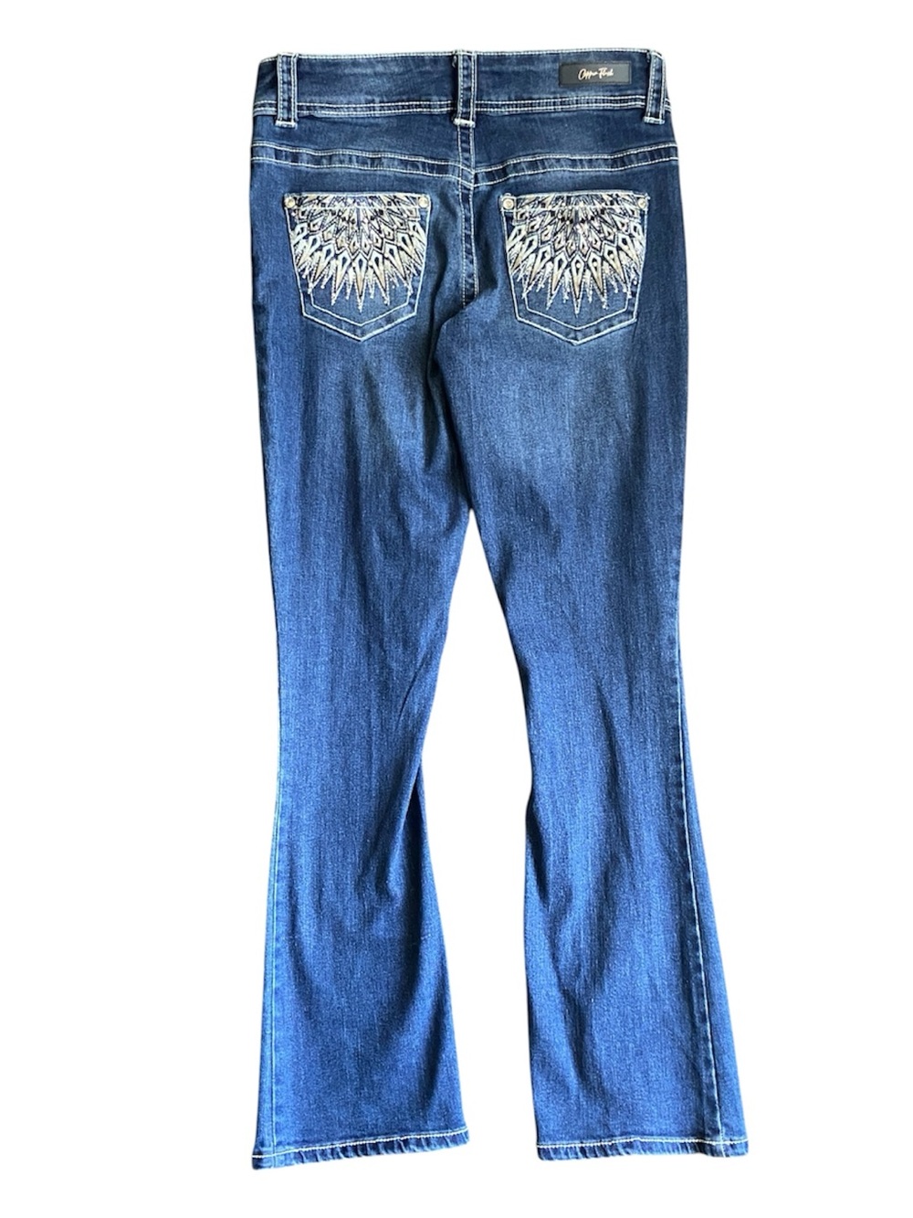 Copper Flash | Women’s Low-Rise Bootcut Flare Jeans Embellished | Size 10 Curvy - Picture 4 of 8